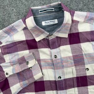 Tommy‎ Bahama Canyon Beach Flannel Shirt Medium Purple Plaid Long Sleeve Men's